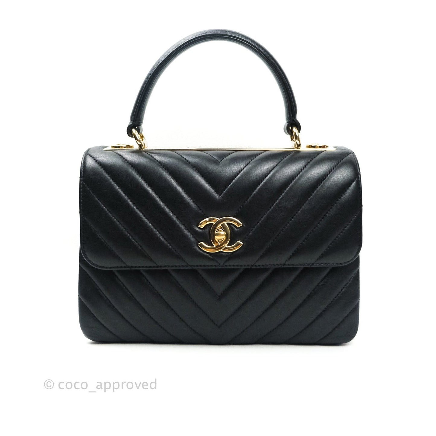 Chanel Trendy CC Chevron Small Black Lambskin Gold Hardware