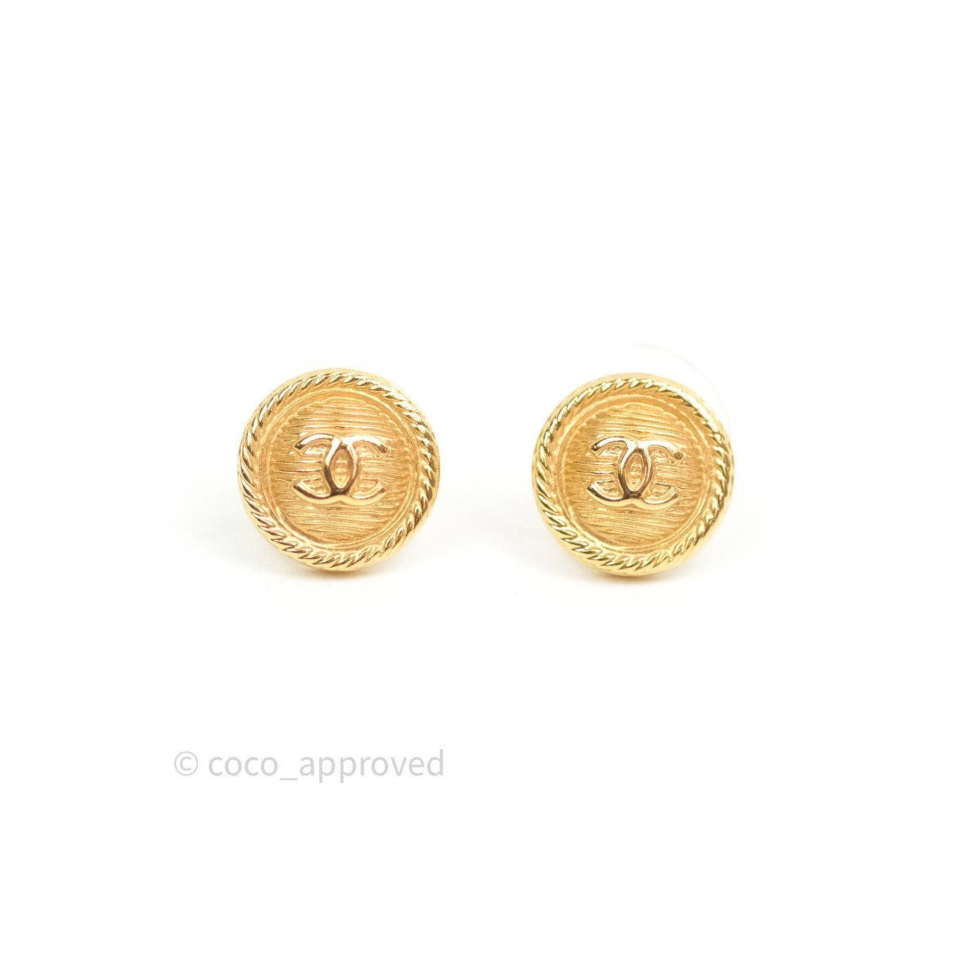 Chanel CC Earrings Gold Tone 18A