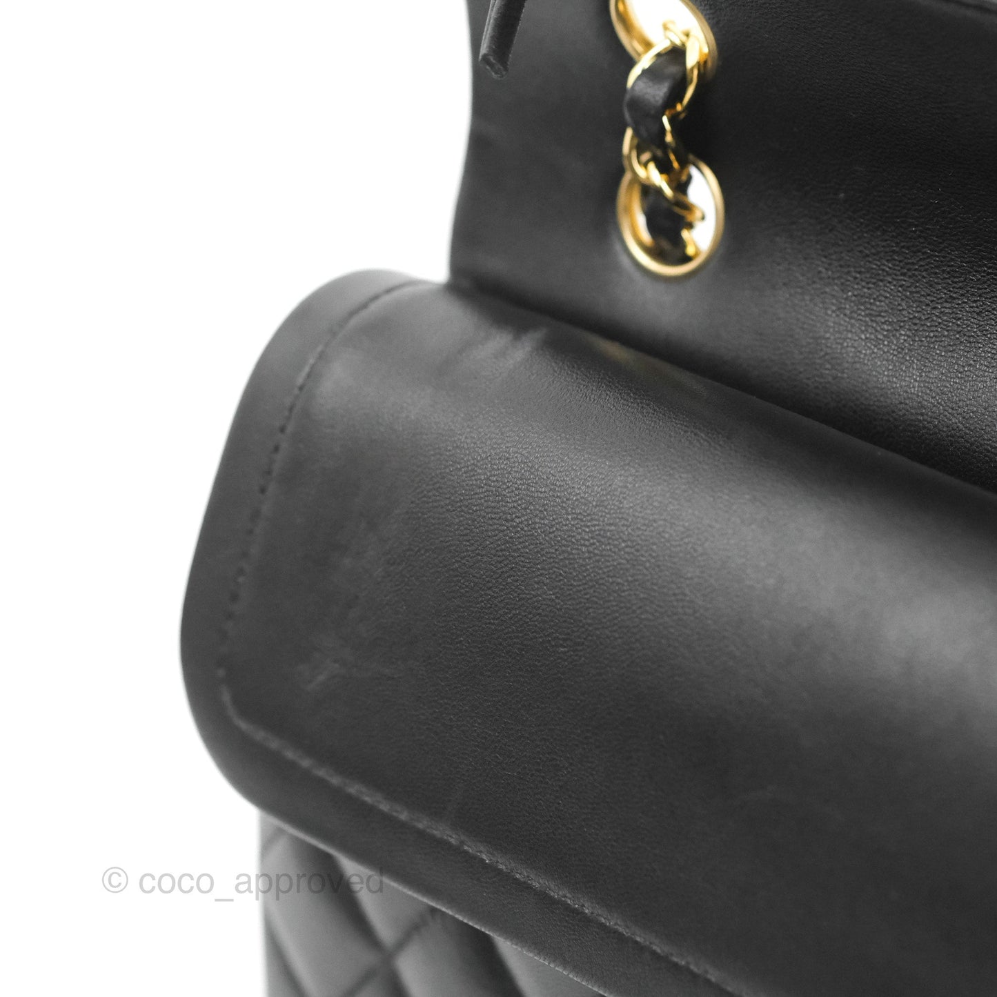 Chanel Classic M/L Medium Flap Quilted Black Lambskin Gold Hardware