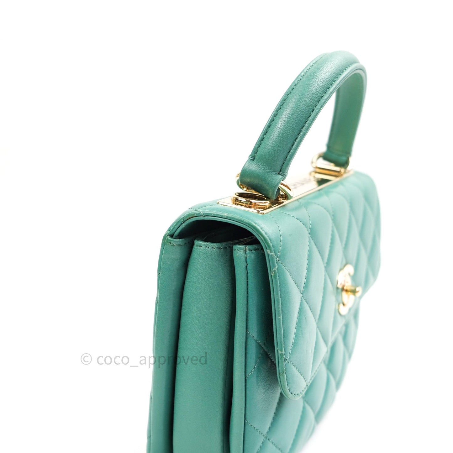 Chanel Lambskin Quilted Small Trendy CC Flap Handle Bag Light Green