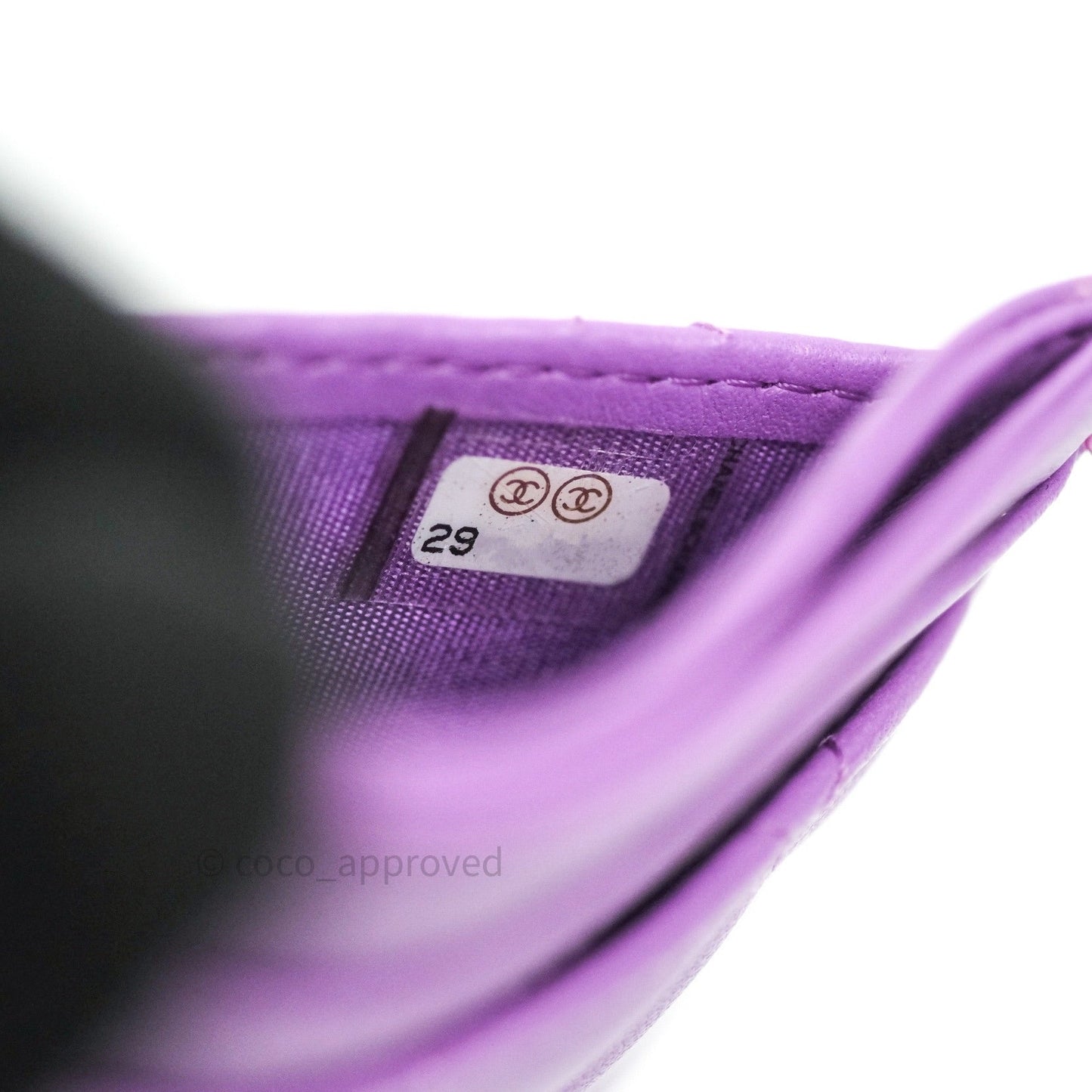 Chanel Quilted Classic Purple Lambskin Silver Hardware Flat Card Holder