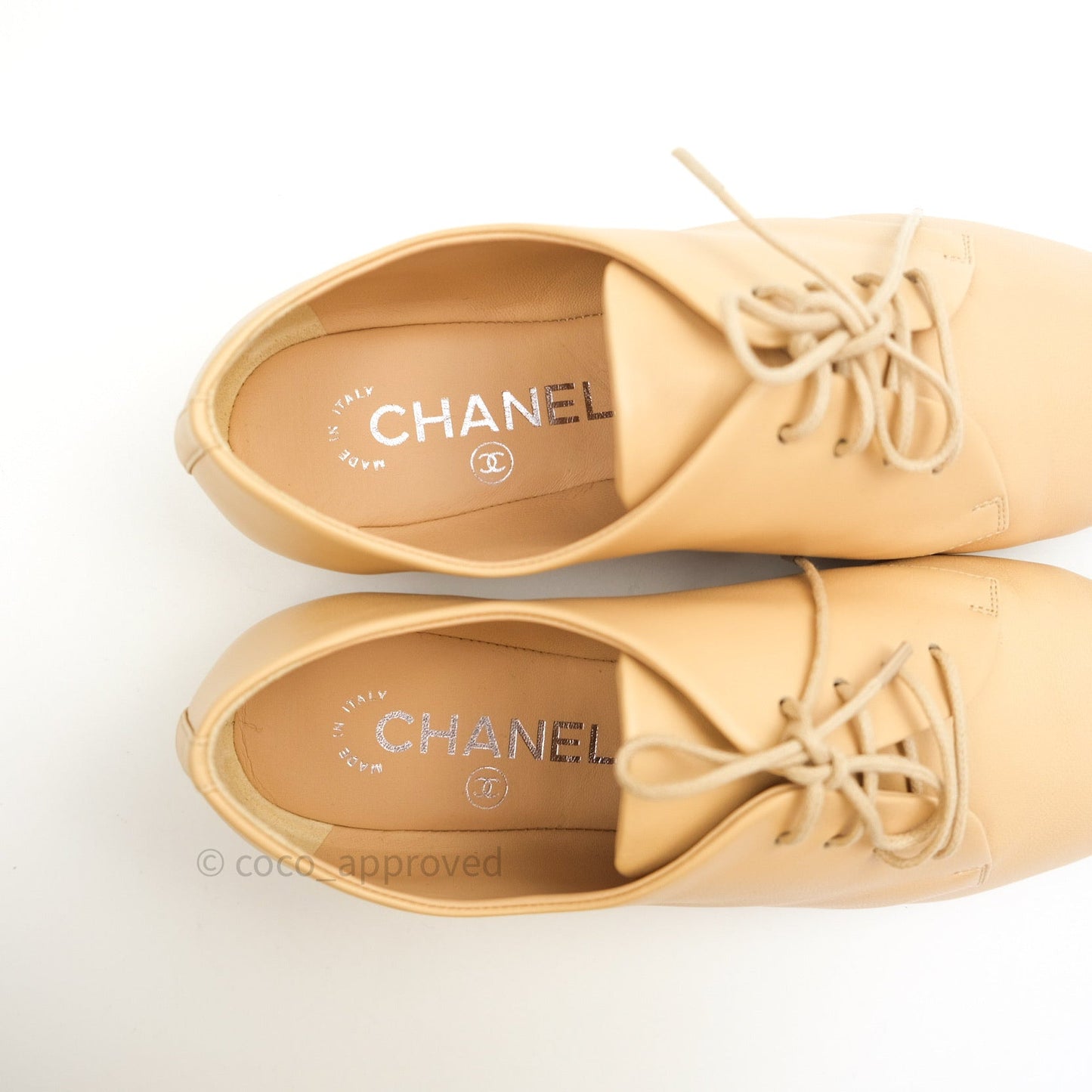 Chanel Beige Black Lambskin Pointy Shoes