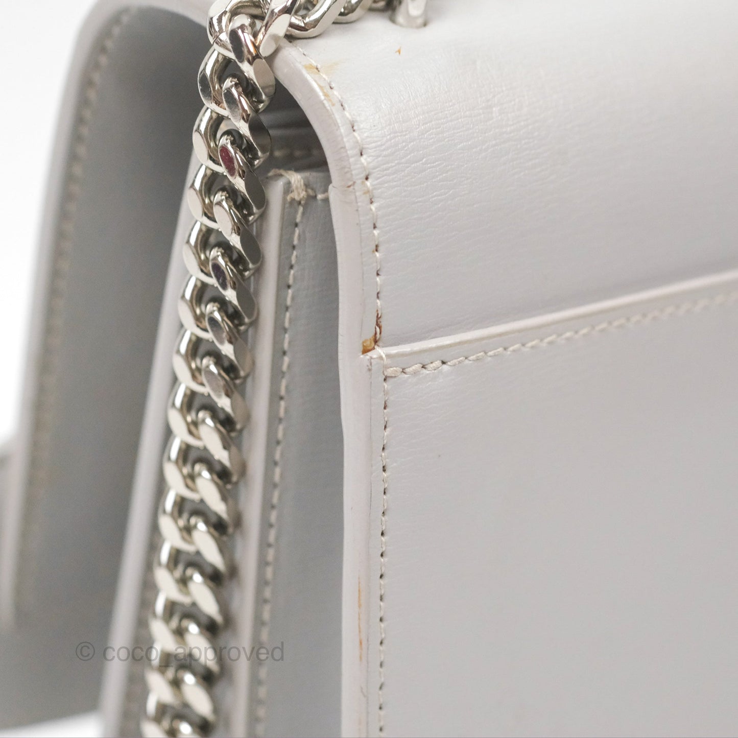 Saint Laurent Sunset Medium Light Grey Calfskin Silver Hardware