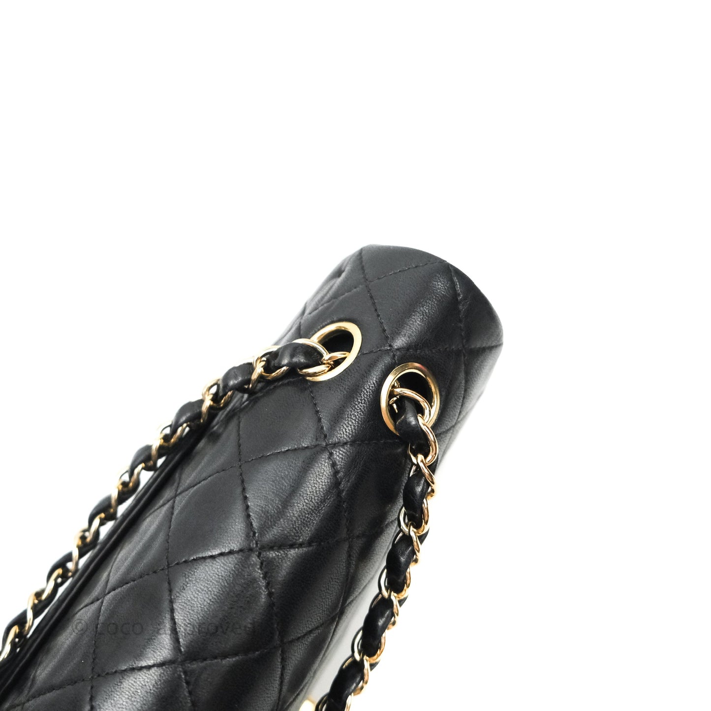 Chanel Vintage M/L Lambskin Medium Double Flap Bag Black