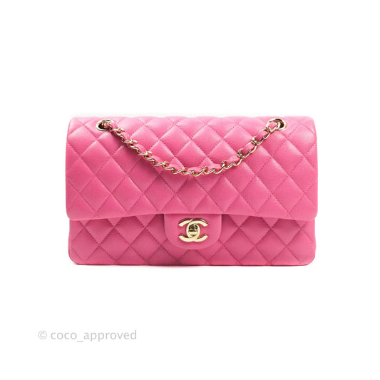 Chanel Classic M/L Medium Double Flap Bag Pink Caviar Gold Hardware 19C