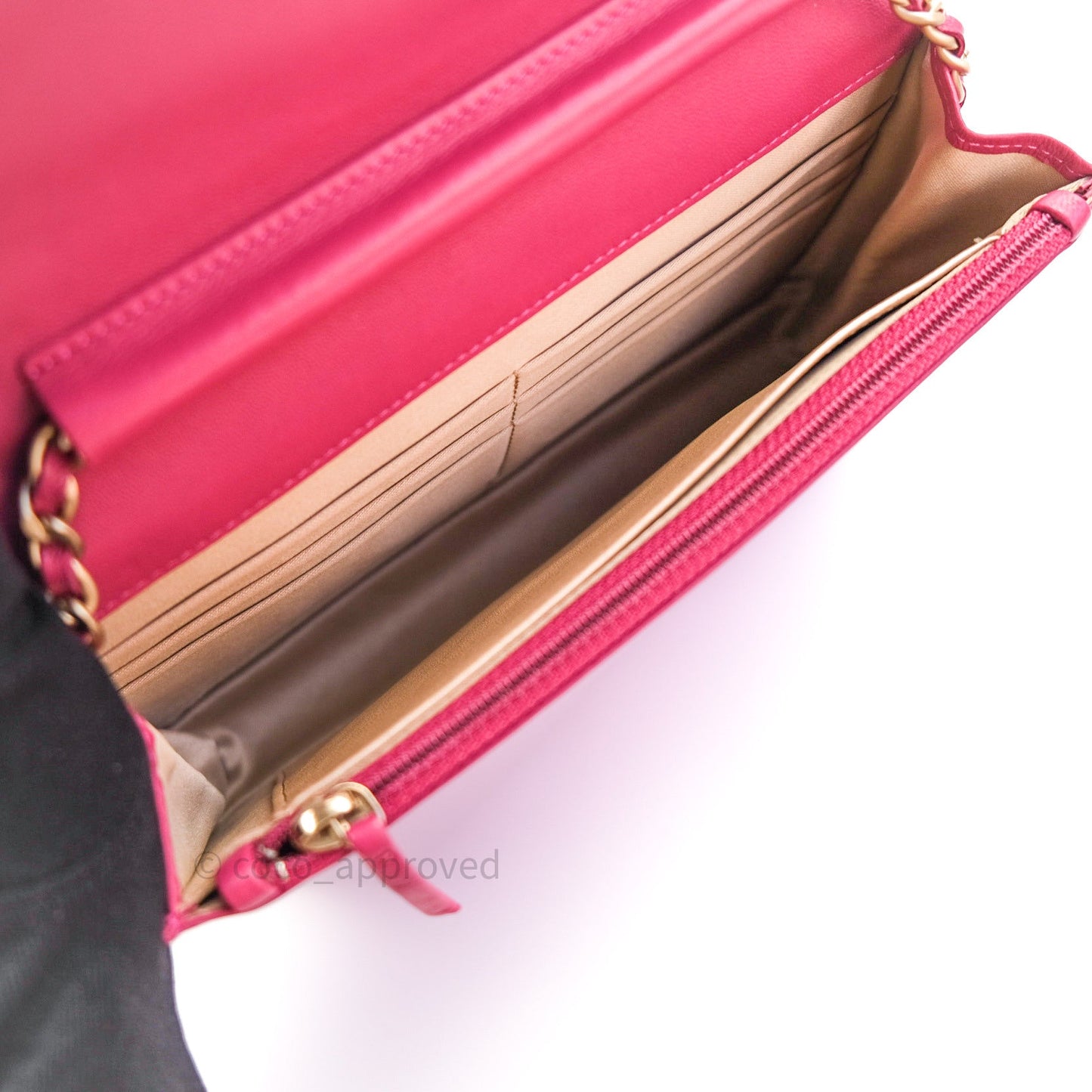 Chanel Camellia Wallet on Chain WOC Pink Lambskin Gold Hardware