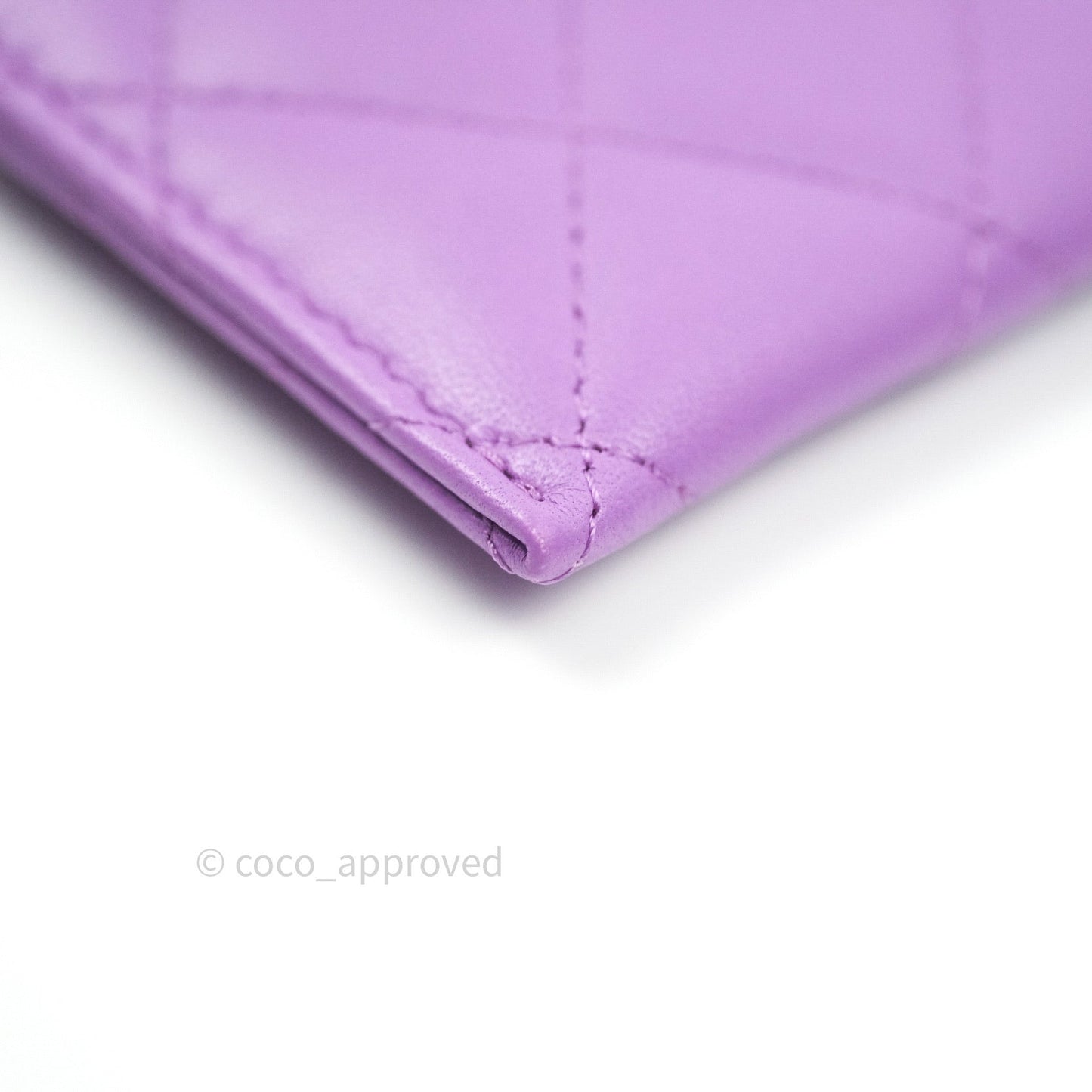 Chanel Quilted Classic Purple Lambskin Silver Hardware Flat Card Holder