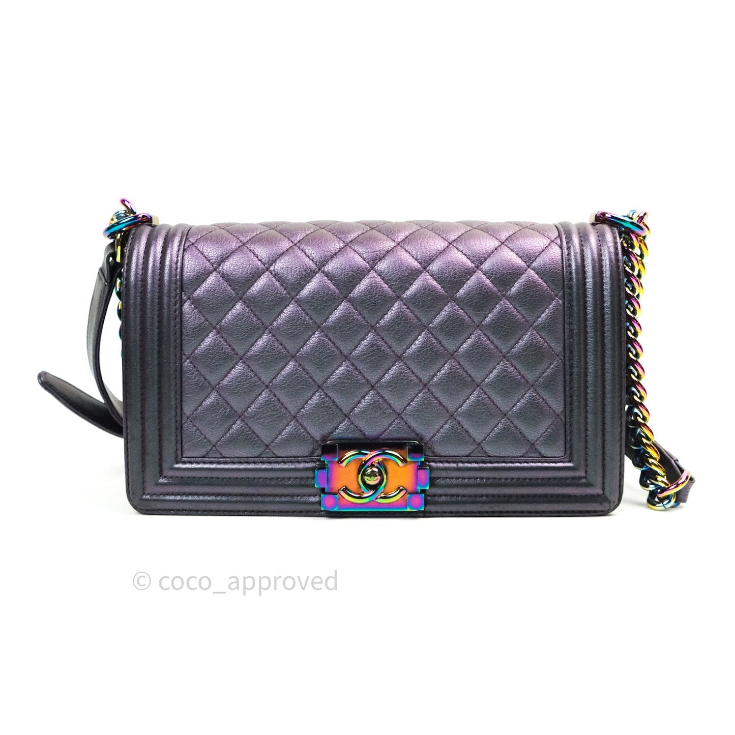 Chanel Purple Mermaid Iridescent Medium Calfskin Boy Bag