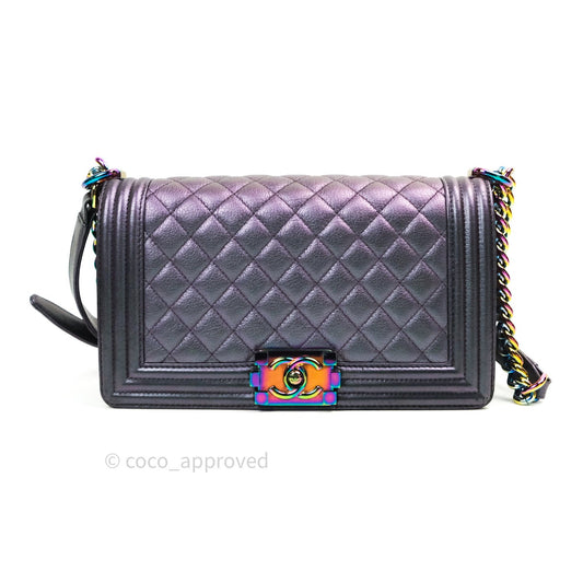 Chanel Purple Mermaid Iridescent Medium Calfskin Boy Bag