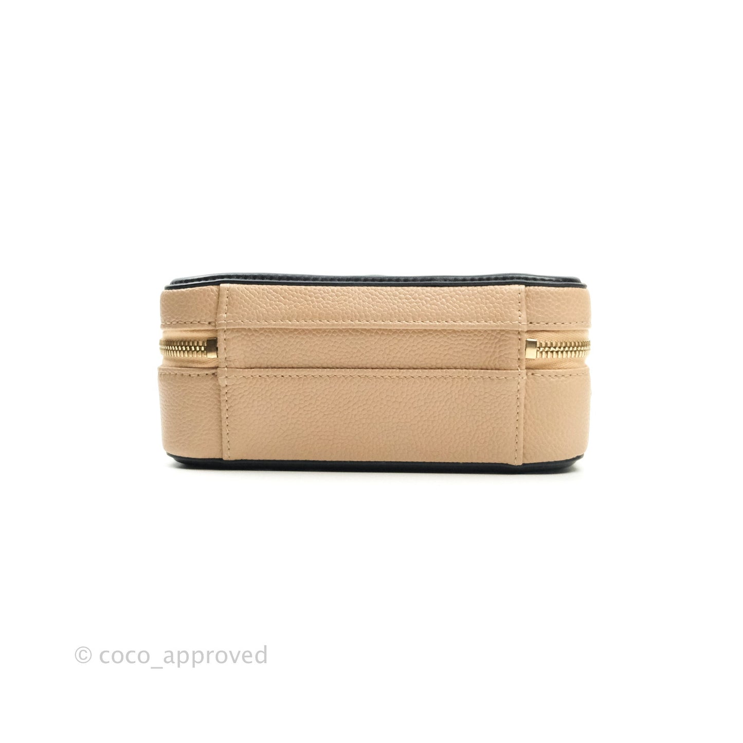 Chanel Quilted Small CC Filigree Vanity Case Beige Black Caviar