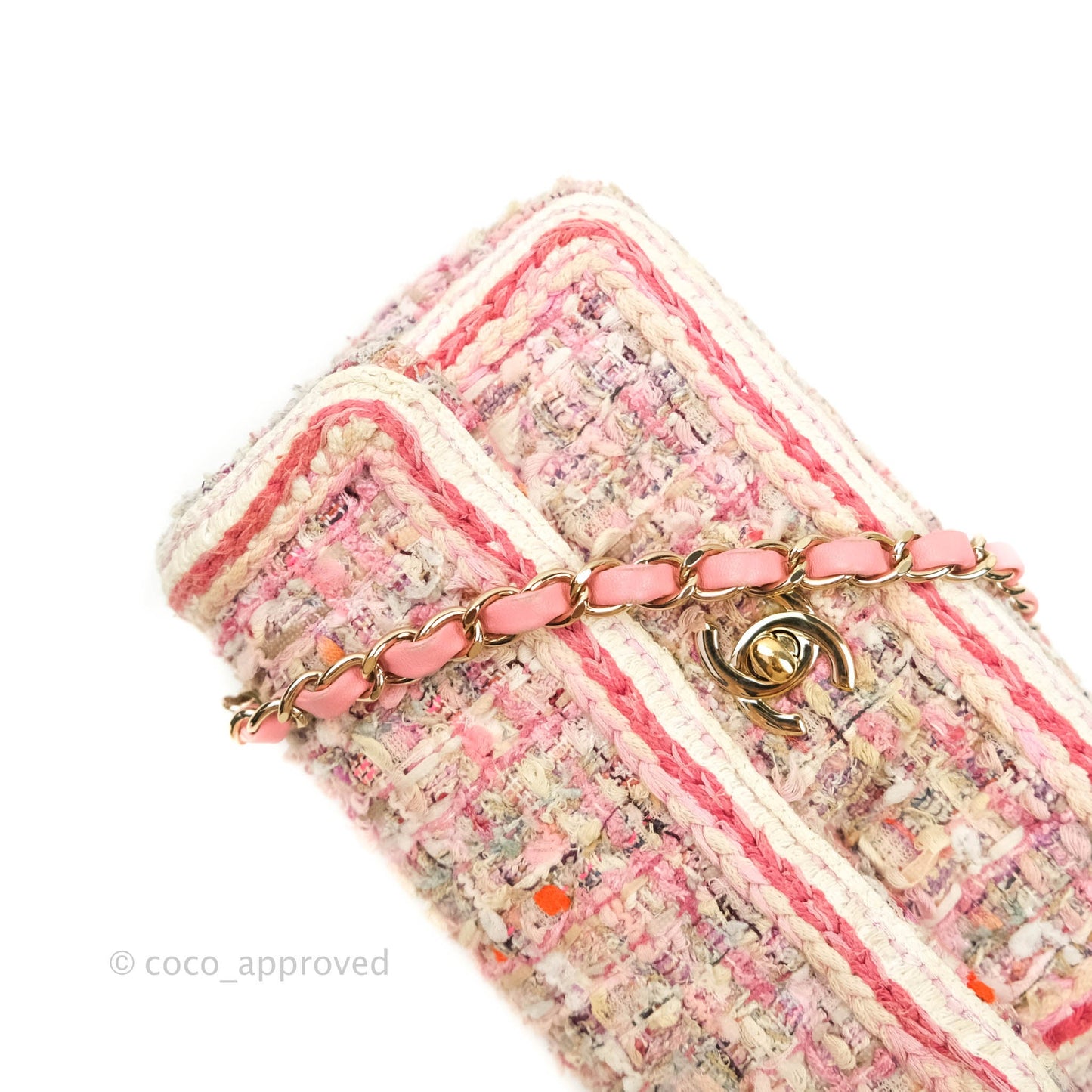 Chanel Quilted Mini Rectangular Pink Tweed Gold Hardware