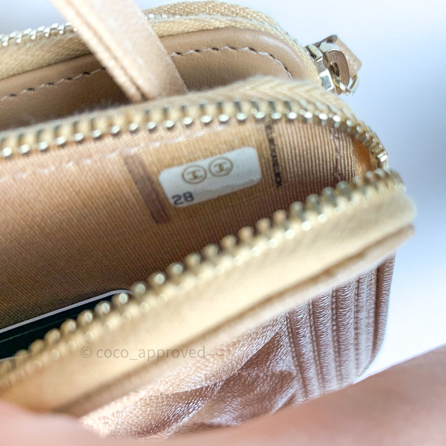 Chanel Boy Beige Quilted Caviar Clutch on Chain Gold Hardware