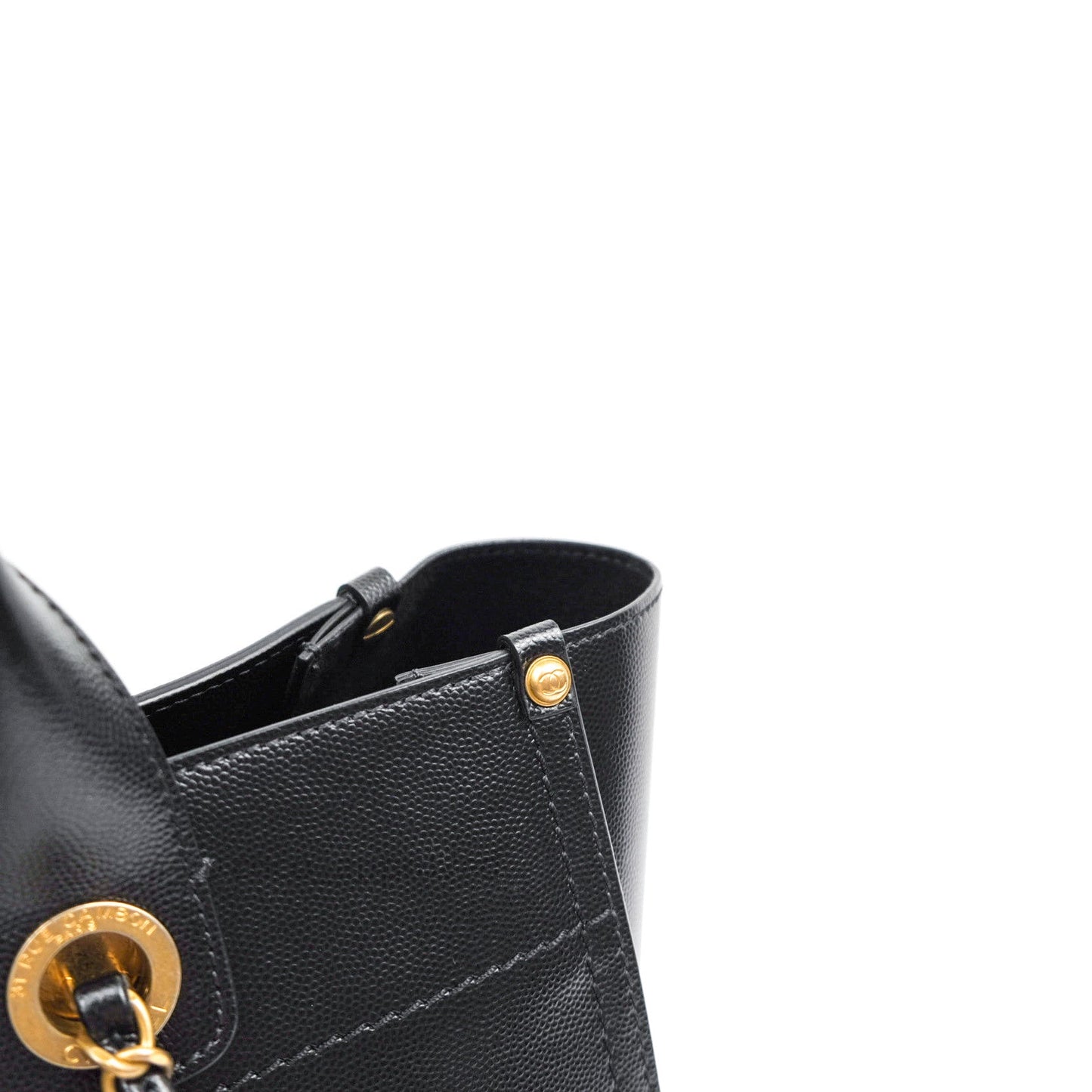 Chanel Small Studded Deauville Tote Black Caviar Gold Hardware