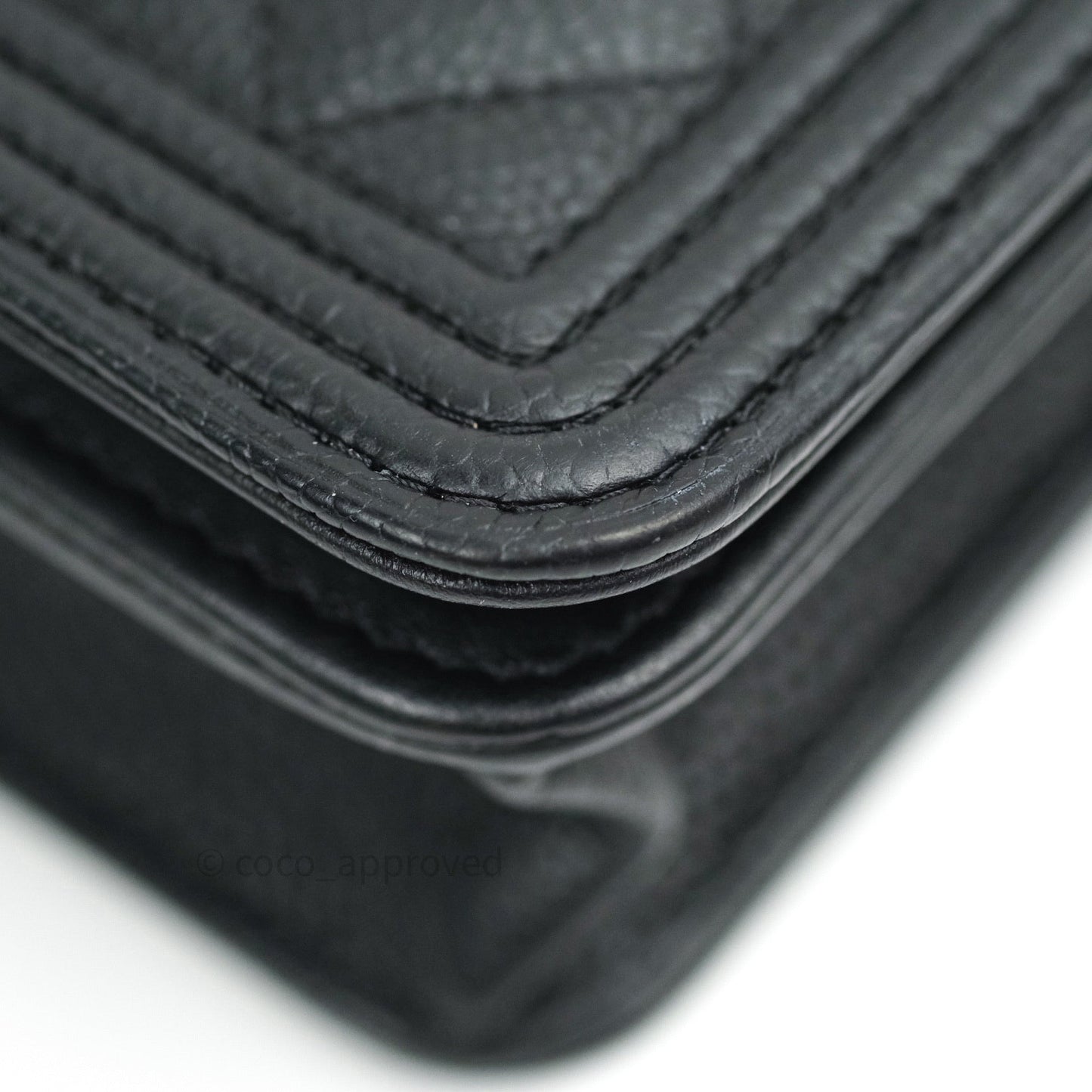 Chanel Quilted Boy Wallet on Chain WOC Black Caviar Gold Hardware