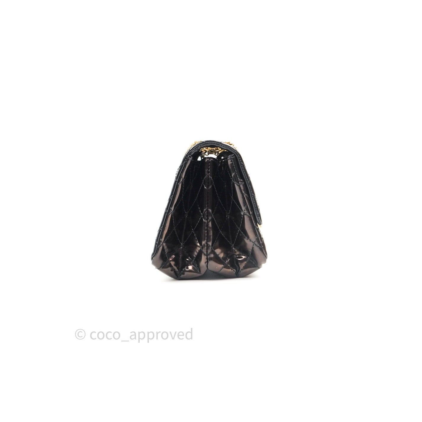 Chanel Quilted Accordion Reissue Black Patent Leather Gold Hardware 2.55 Flap