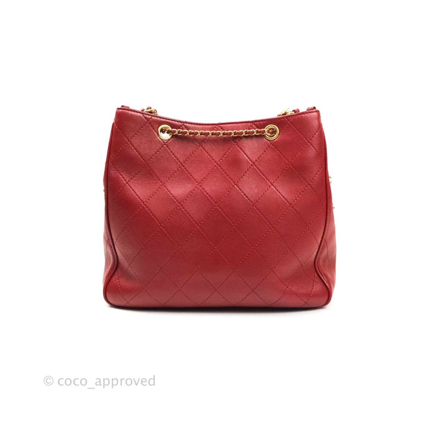 Chanel Egyptian Amulet Drawstring Bag Red Calfskin Stitched