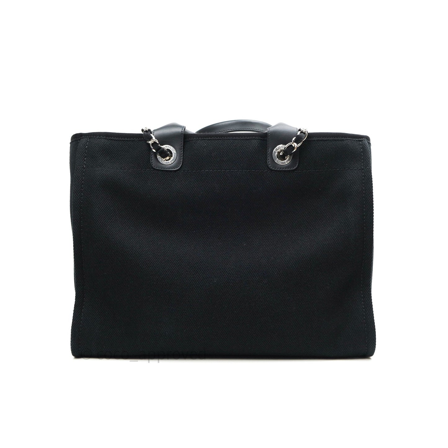 Chanel Large Deauville Black Canvas Imitation Pearl 20S