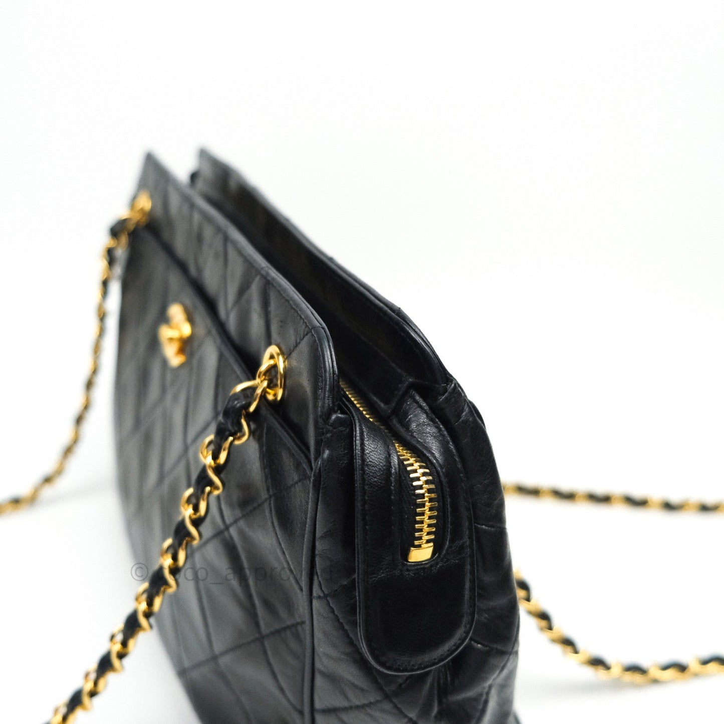 Chanel Black Quilted Lambskin Vintage Classic Camera Bag 24K Gold Hardware