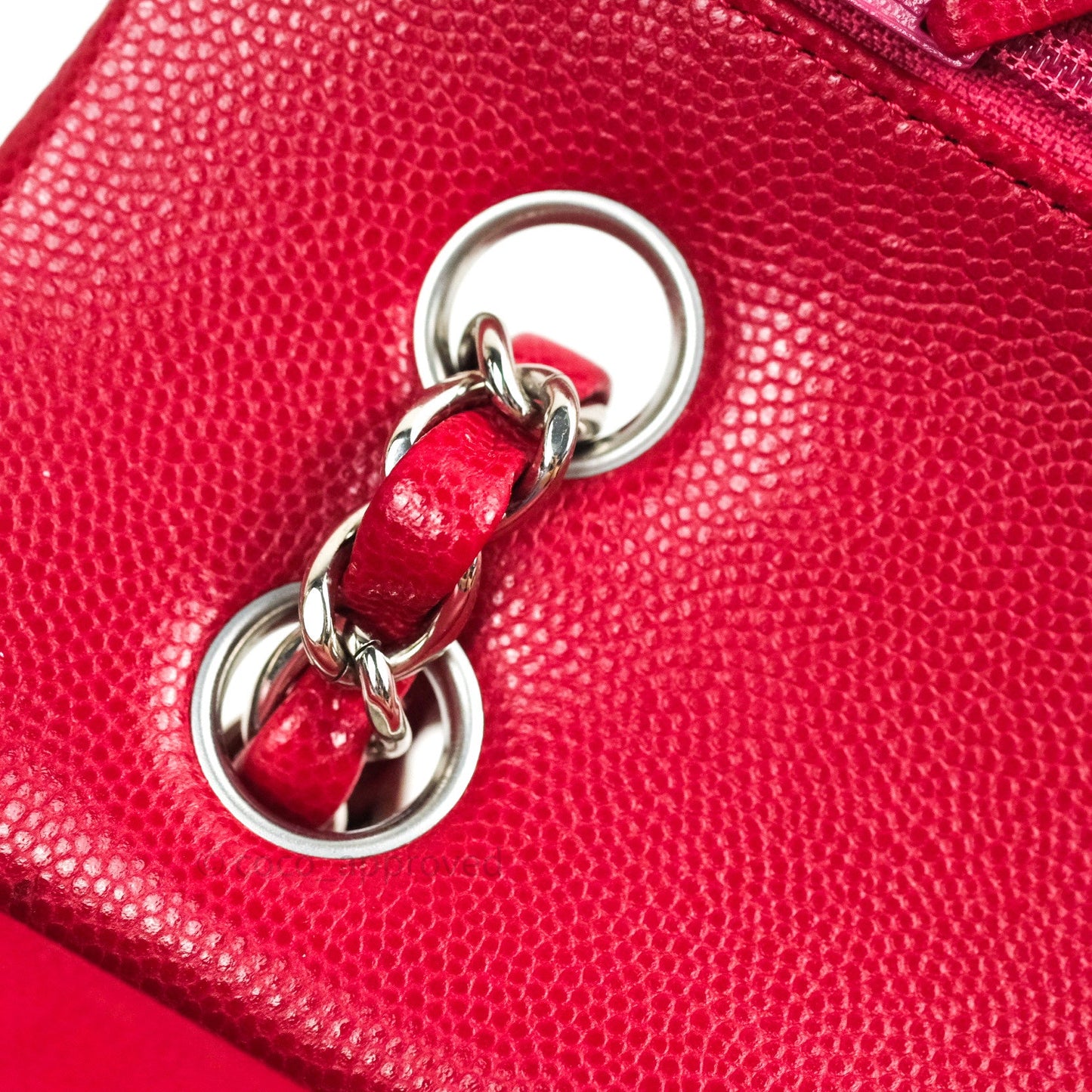 Chanel Classic M/L Medium Double Flap Bag Red Caviar Silver Hardware 18B