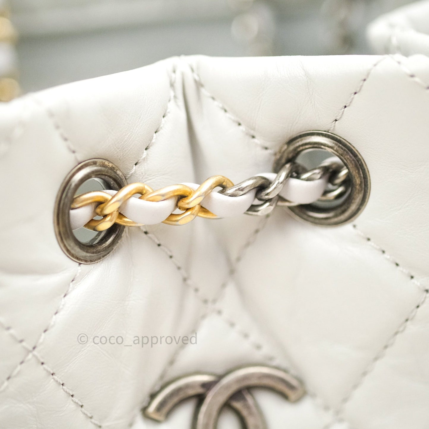 Chanel Gabrielle Backpack Black Aged Calfskin Small Light Grey