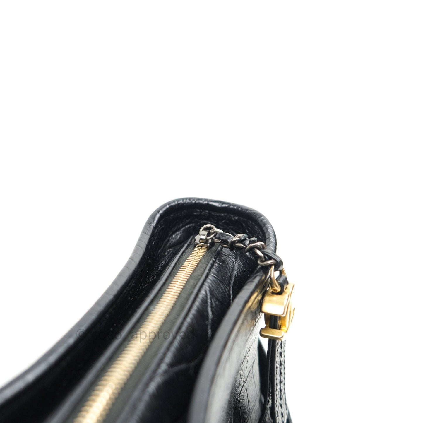 Chanel Crocodile Embossed Calfskin Small Gabrielle Cocodile Hobo Black