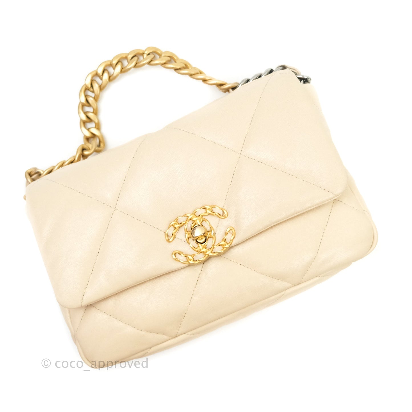 Chanel 19 Small Beige Goatskin Mixed Hardware