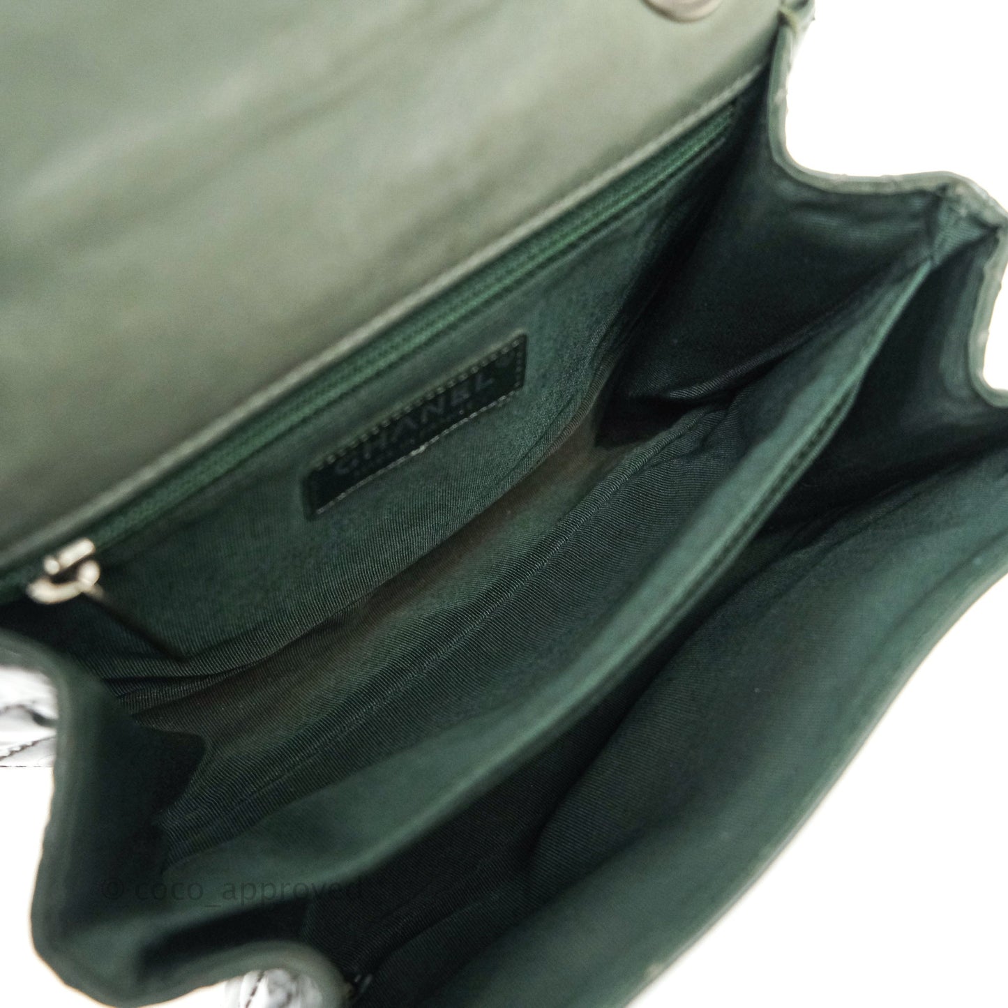 Chanel Mini Reissue 224 Army Green Patent Ruthenium Hardware Double Layer
