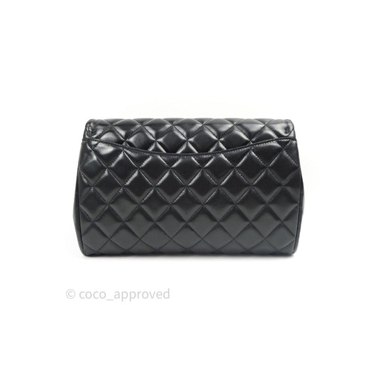 Chanel Quilted Clutch with Chain Black Lambskin Silver Hardware