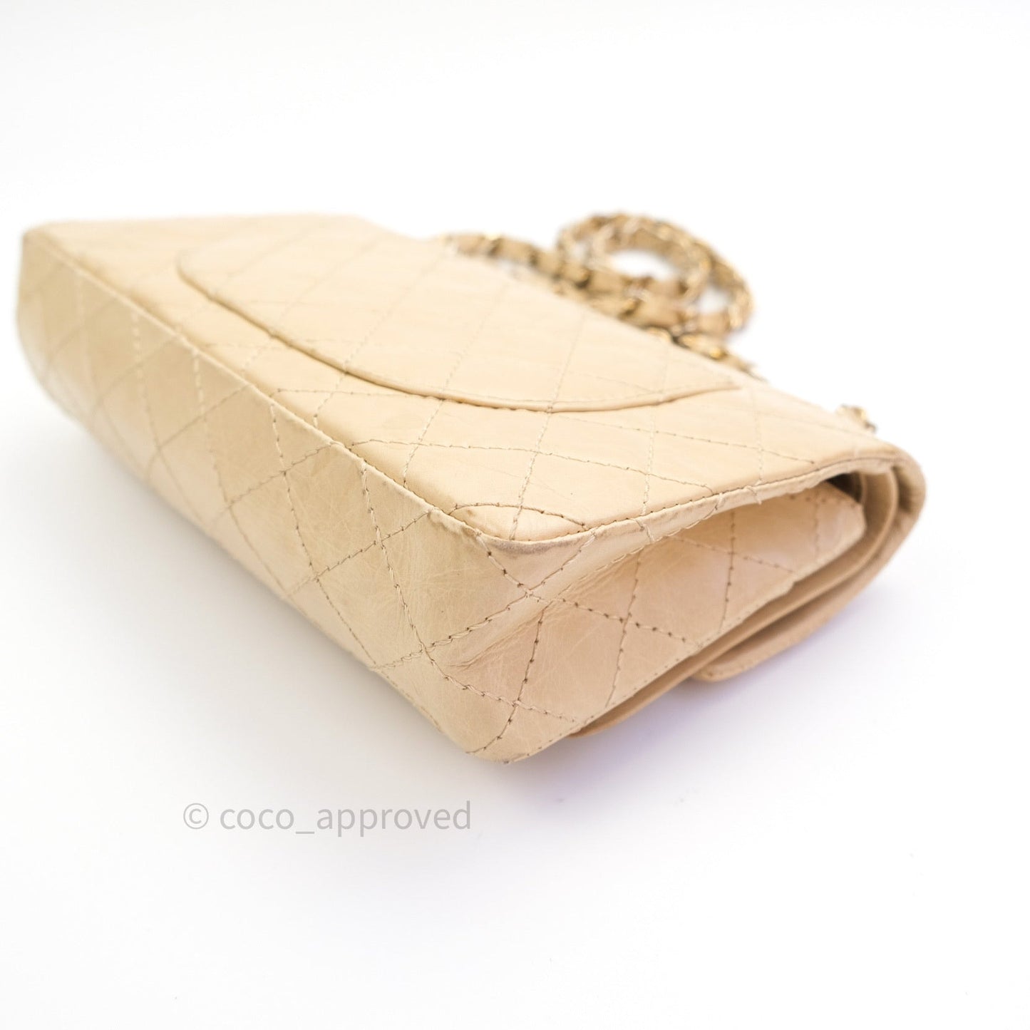 Chanel Vintage Medium Light Beige Calfskin Gold Hardware