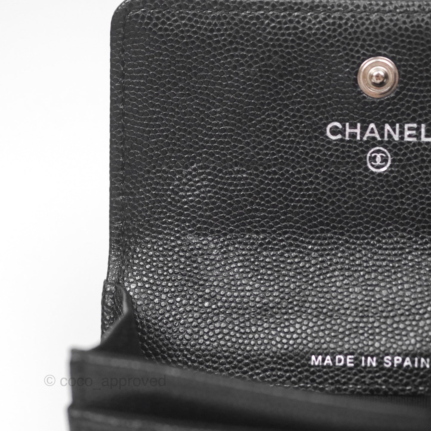 Chanel Quilted Boy Flap Card Holder Black Caviar Ruthenium Hardware