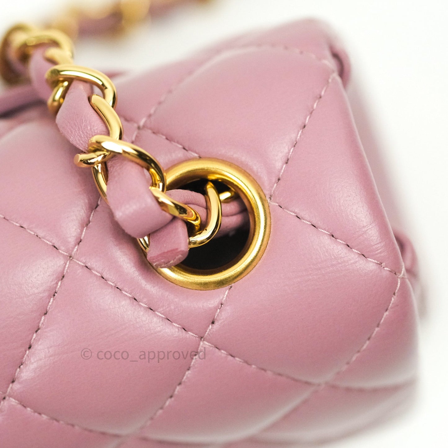 Chanel Quilted Mini Rectangular Pink Lambskin Gold Hardware