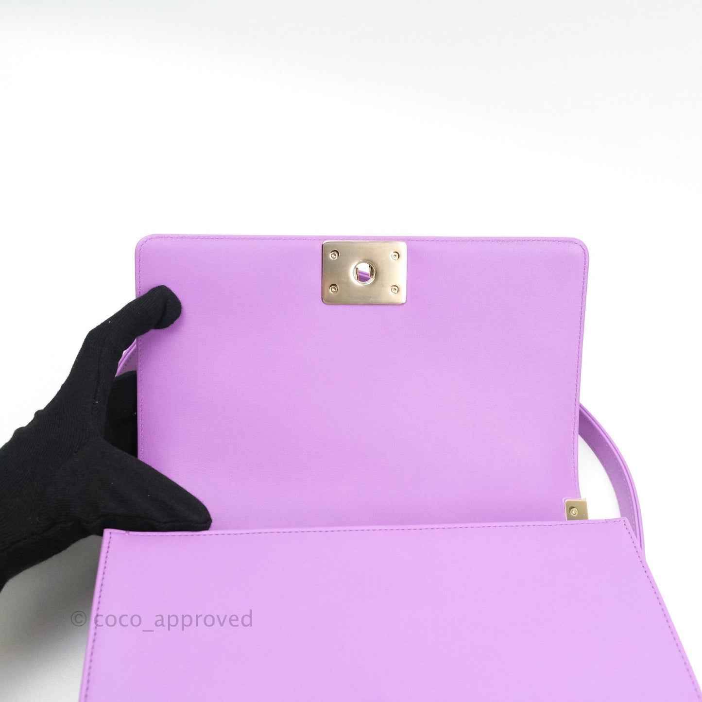 Chanel Boy Chevron Medium Purple Calfskin Gold Hardware