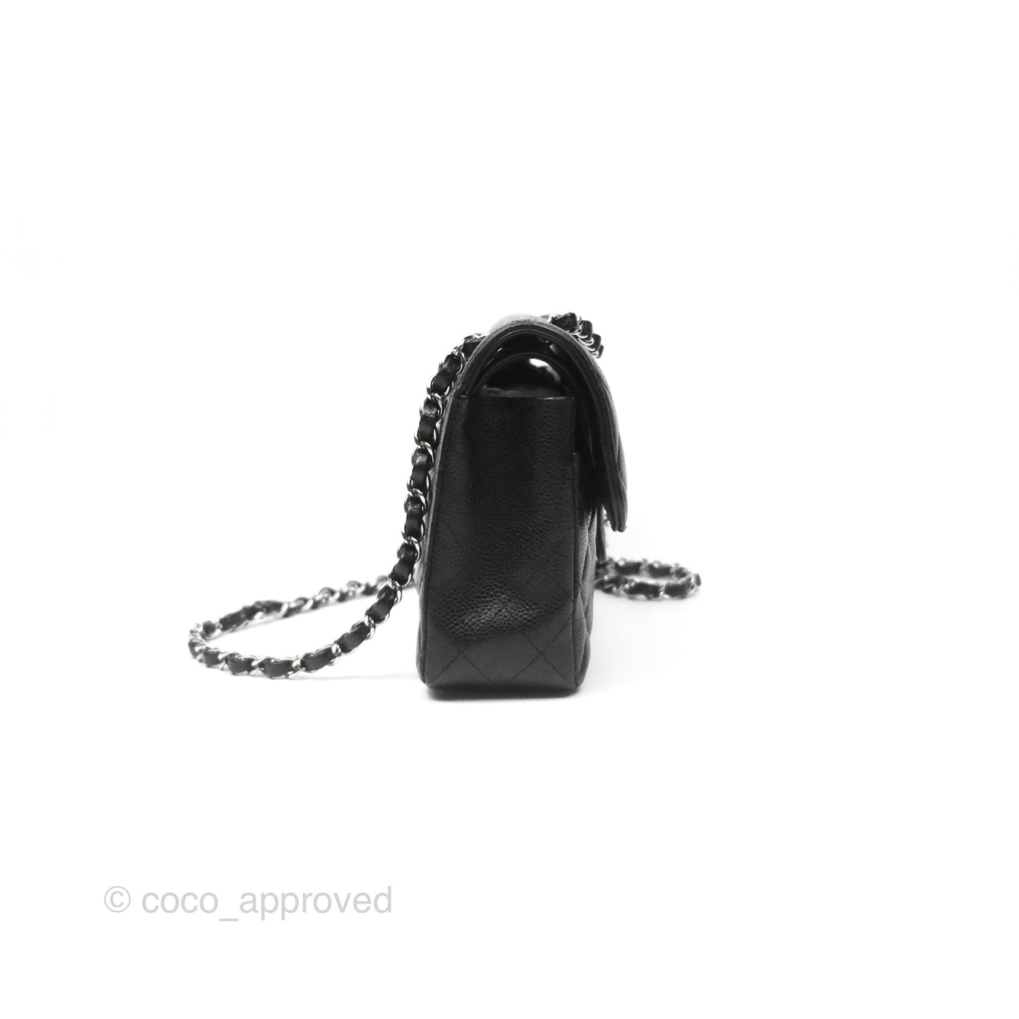 Chanel Small Classic Flap Quilted Black Caviar Silver Hardware