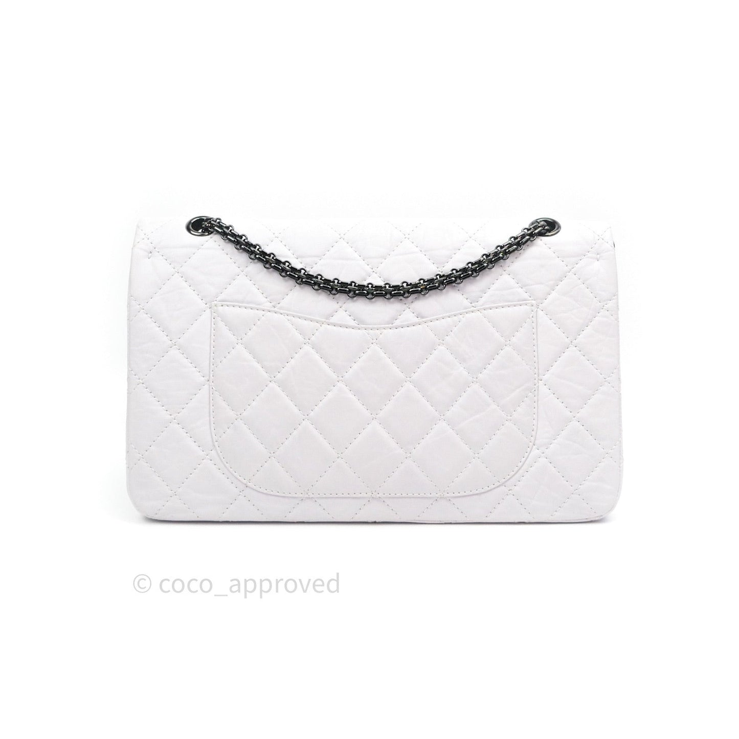 Chanel Reissue Quilted Aged Calfskin White Black Hardware 227