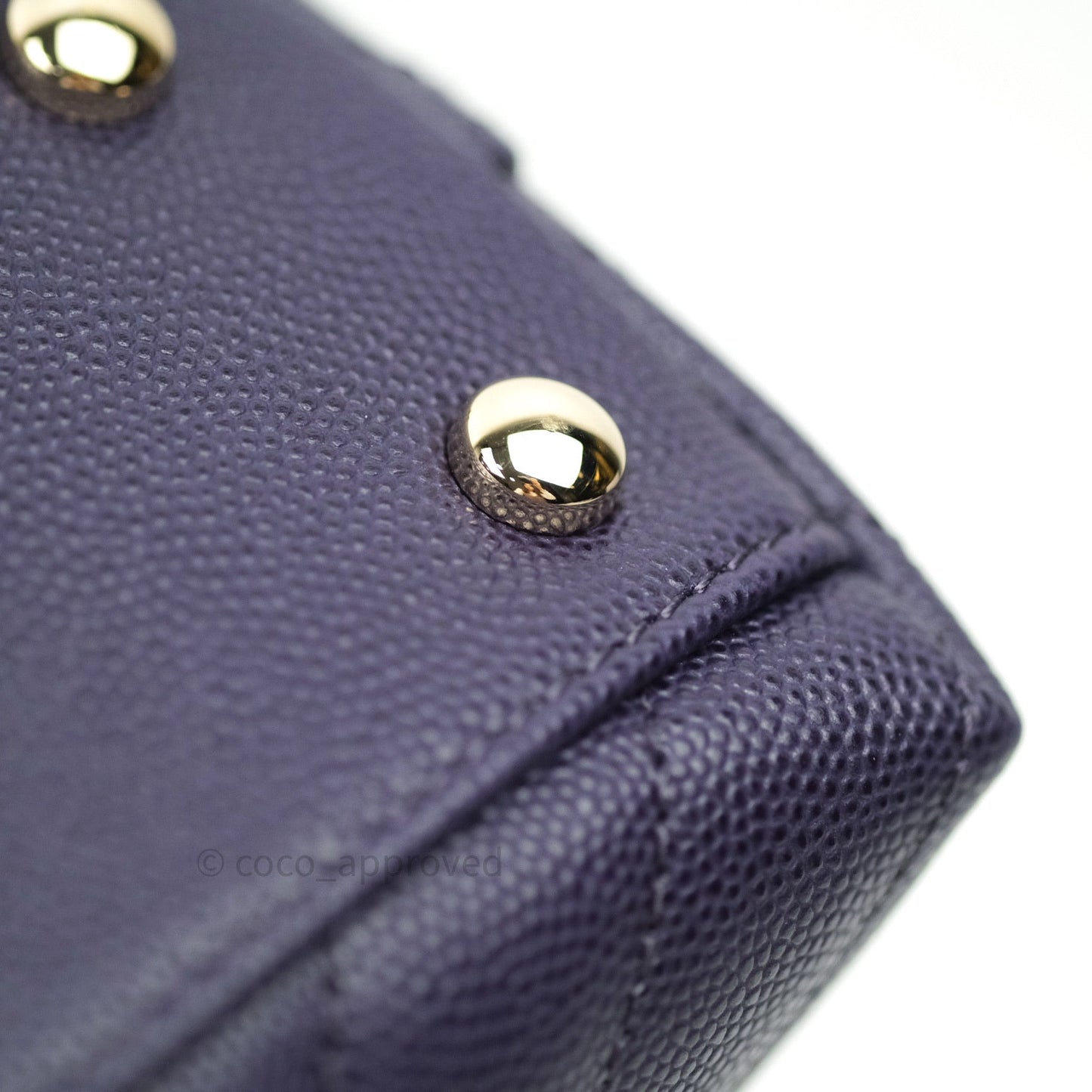 Chanel Mini Coco Handle Chevron Purple Caviar Quilted Gold Hardware