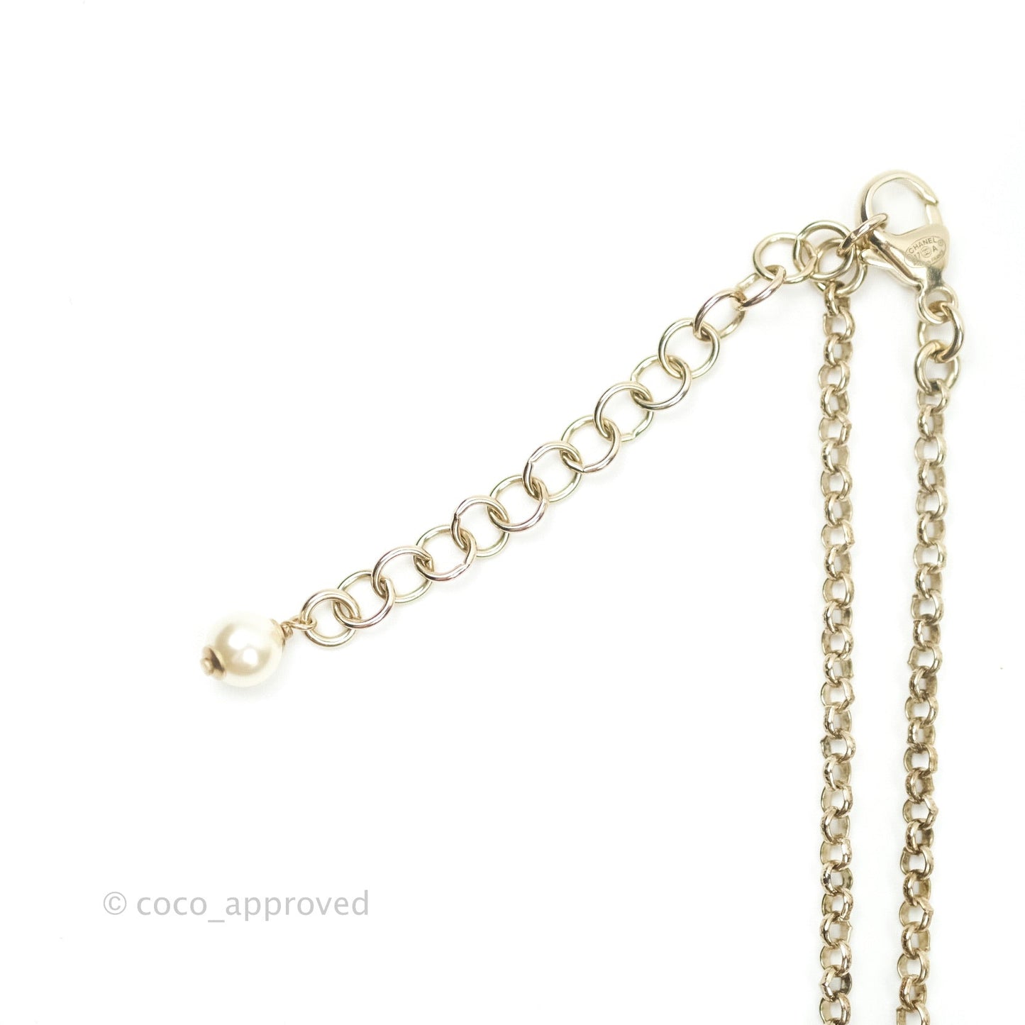 Chanel Enamel CC Necklace Pink Pendant Gold Tone 17A