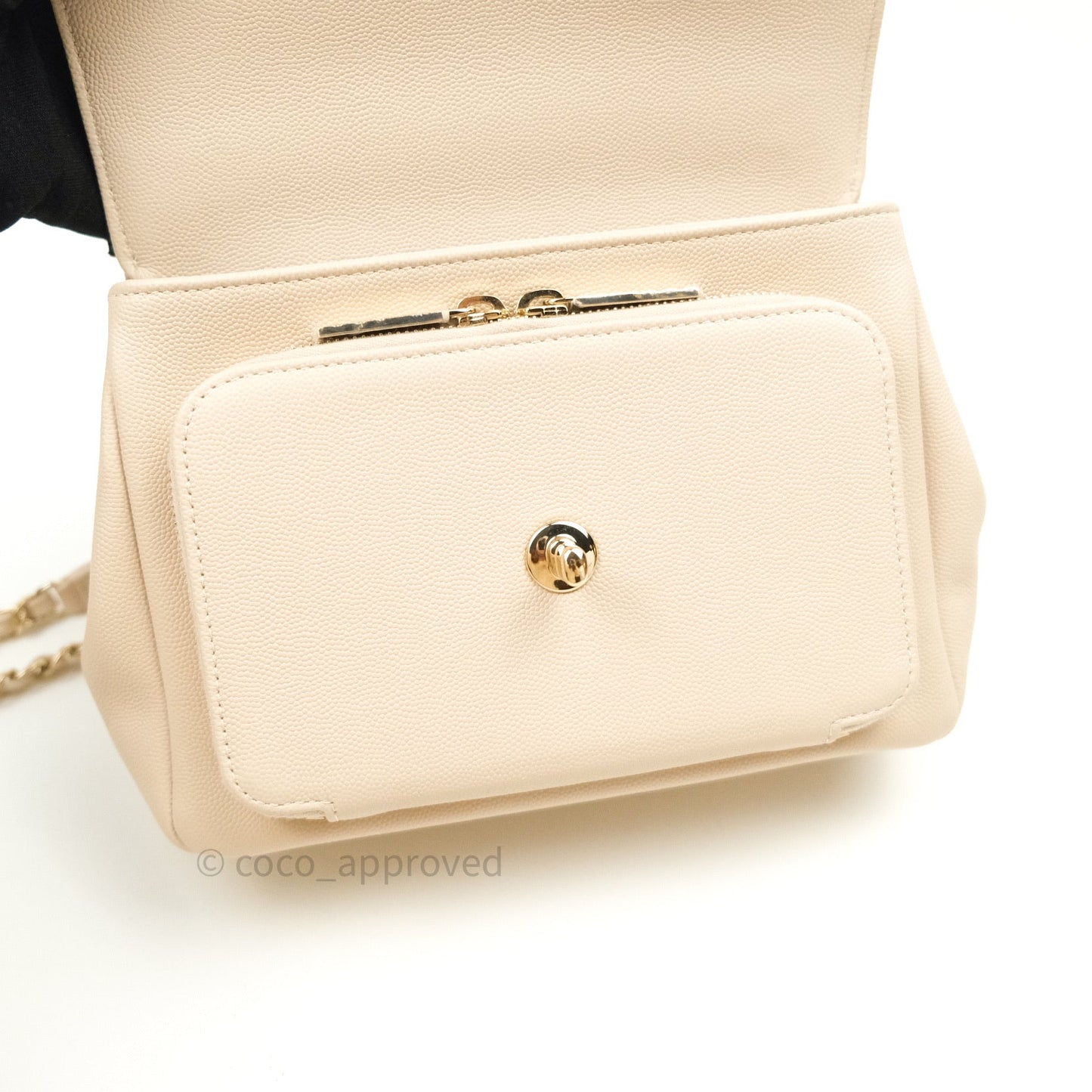 Chanel Quilted Medium Business Affinity Flap Beige Caviar Light Gold Hardware