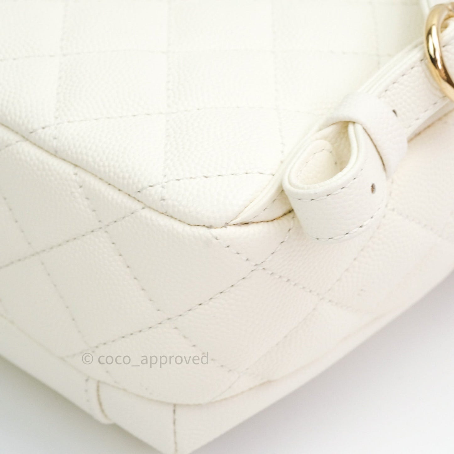 Chanel Quilted Small CC Day Backpack Ivory Caviar Light Gold Hardware