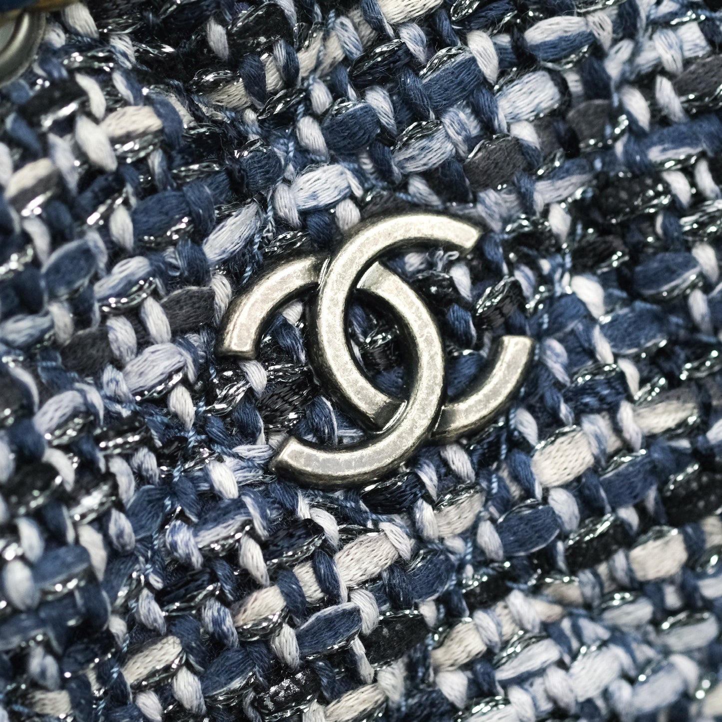Chanel Gabrielle Small Backpack Navy Tweed Aged Calfskin