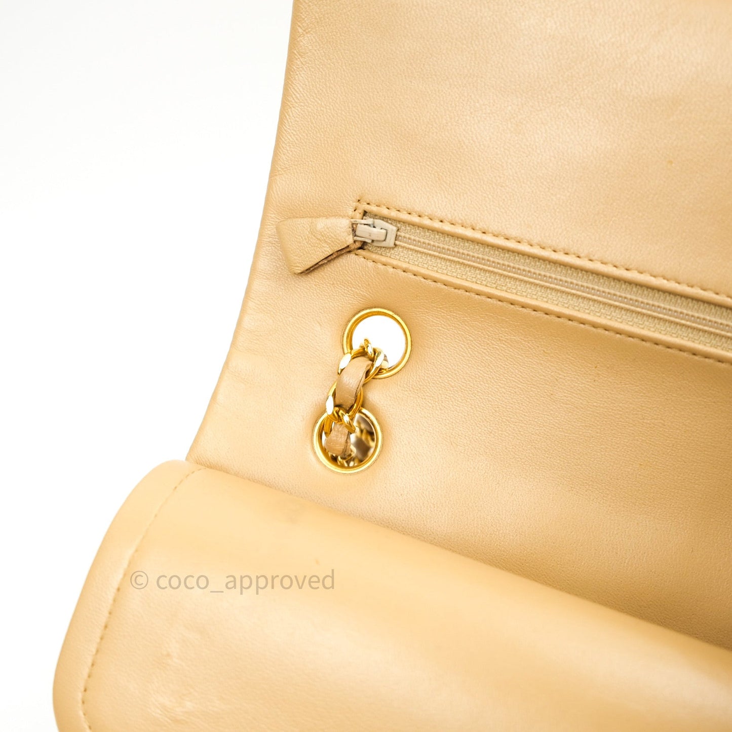 Chanel Vintage Classic Double Flap M/L Beige Lambskin 24K Gold Hardware
