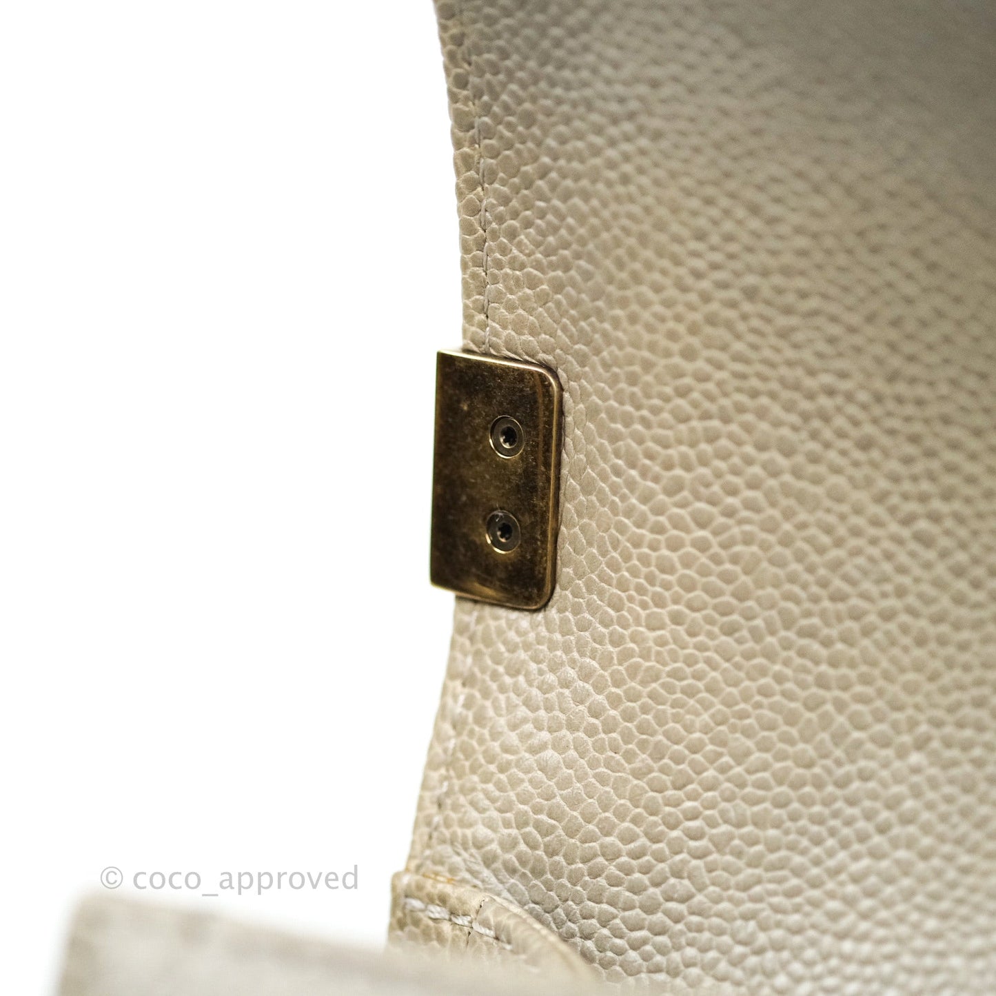 Chanel Boy Quilted Medium Taupe Grey Caviar Gold Hardware 14B