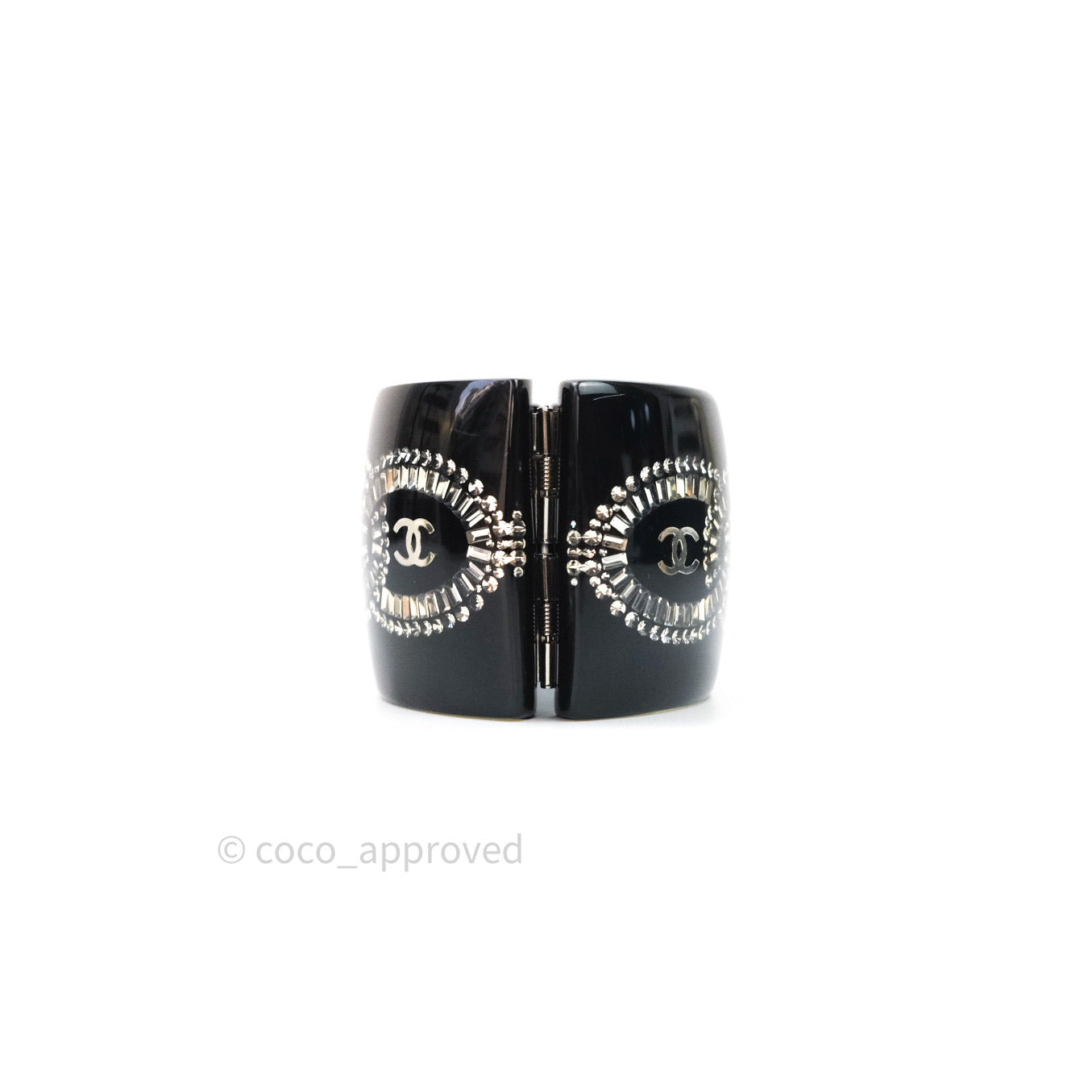 Chanel Resin Strass CC Crystal Cuff Black