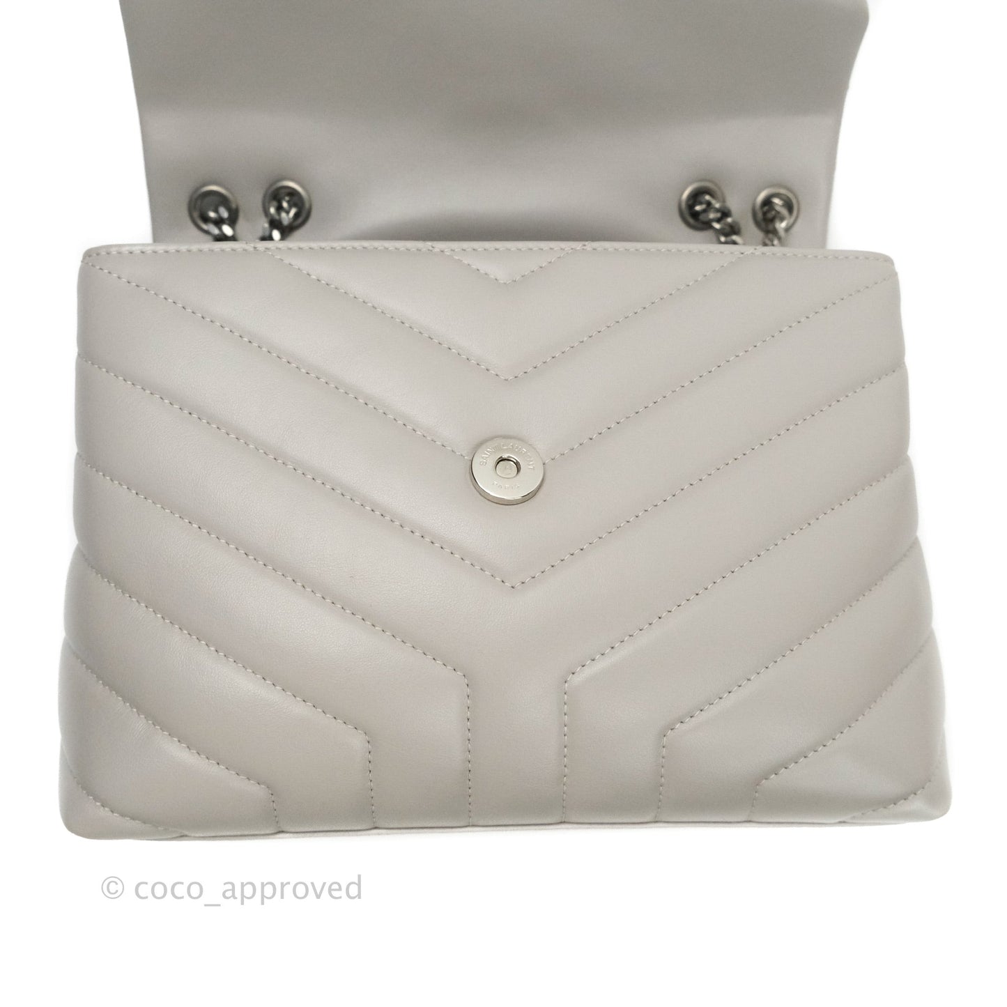 Saint Laurent Loulou Small Bag Light Grey Silver Hardware