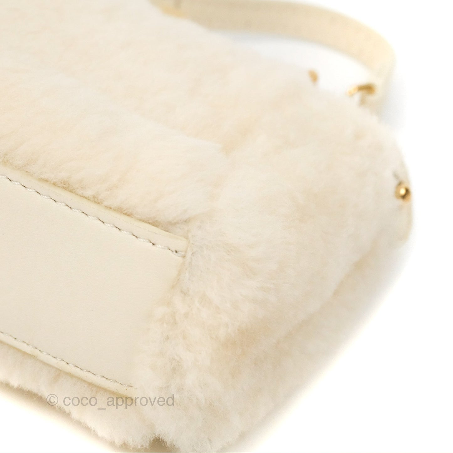 Fendi Micro Peekaboo Bag White Shearling Gold Hardware