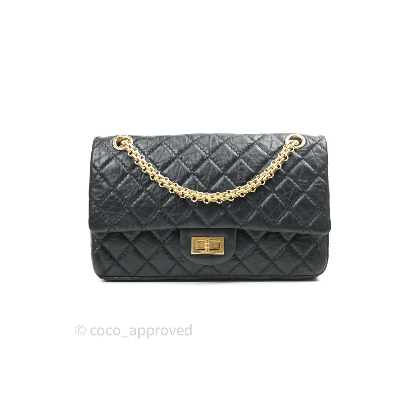Chanel 2.55 Reissue Aged Calfskin 225 Flap Black Gold Hardware