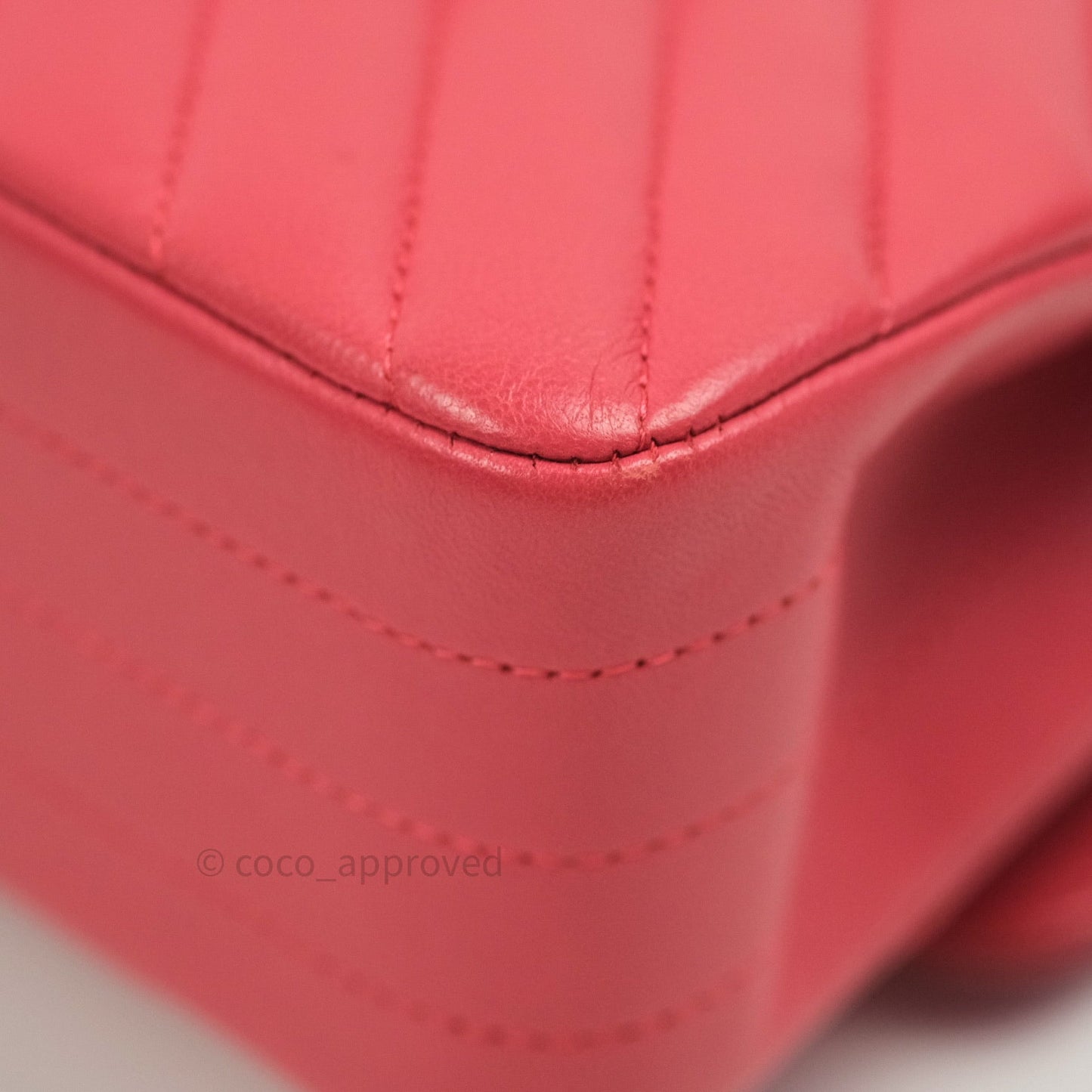 Chanel Chevron M/L Medium Double Flap Bag Dark Pink Lambskin Gold Hardware