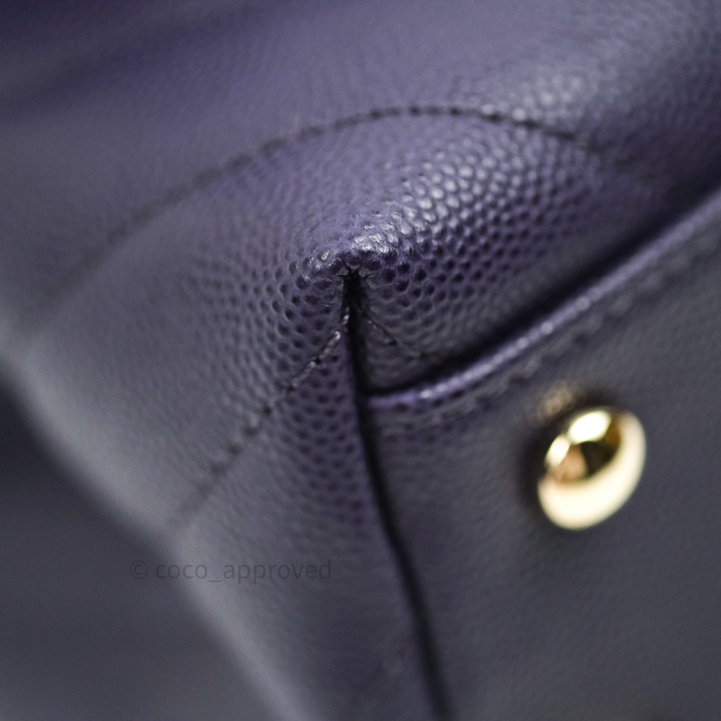 Chanel Mini Coco Handle Chevron Purple Caviar Quilted Gold Hardware
