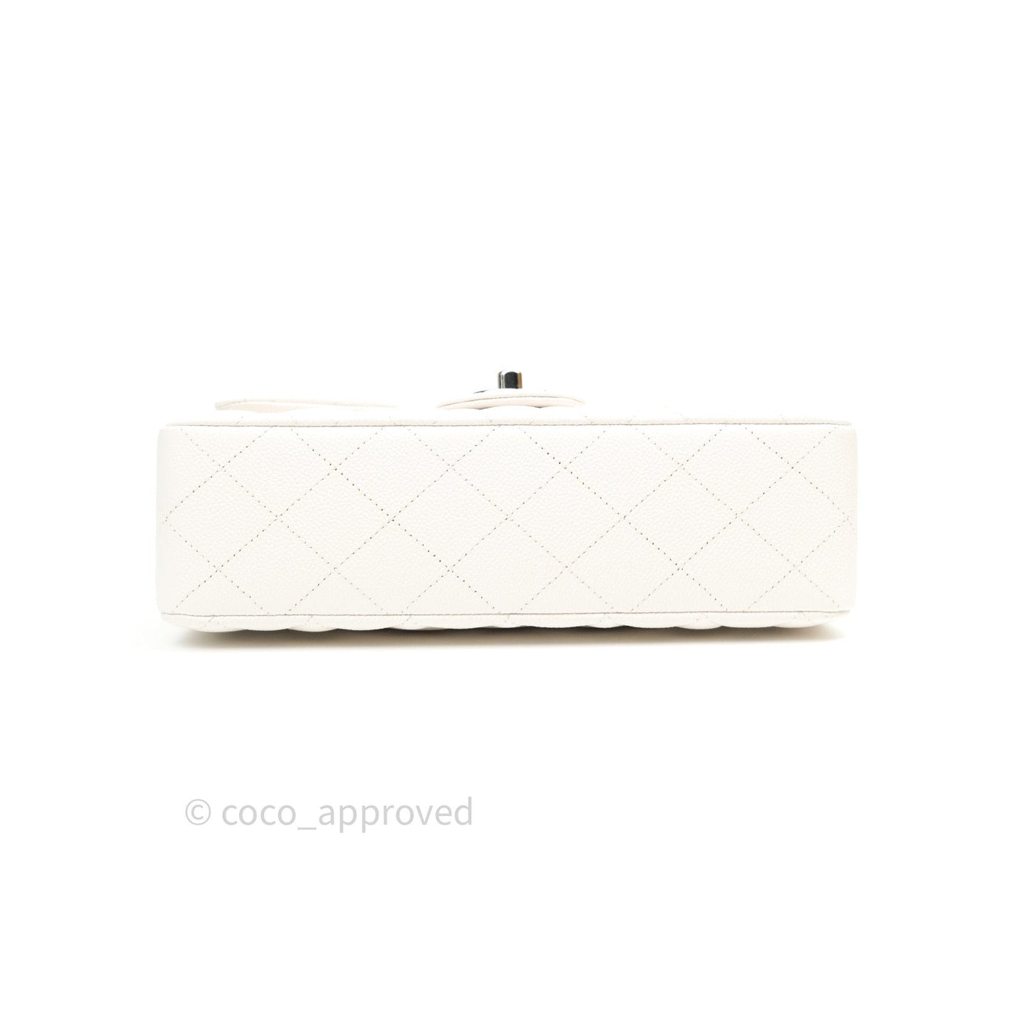 Chanel Classic Small S/M Flap Ivory White Caviar Silver Hardware