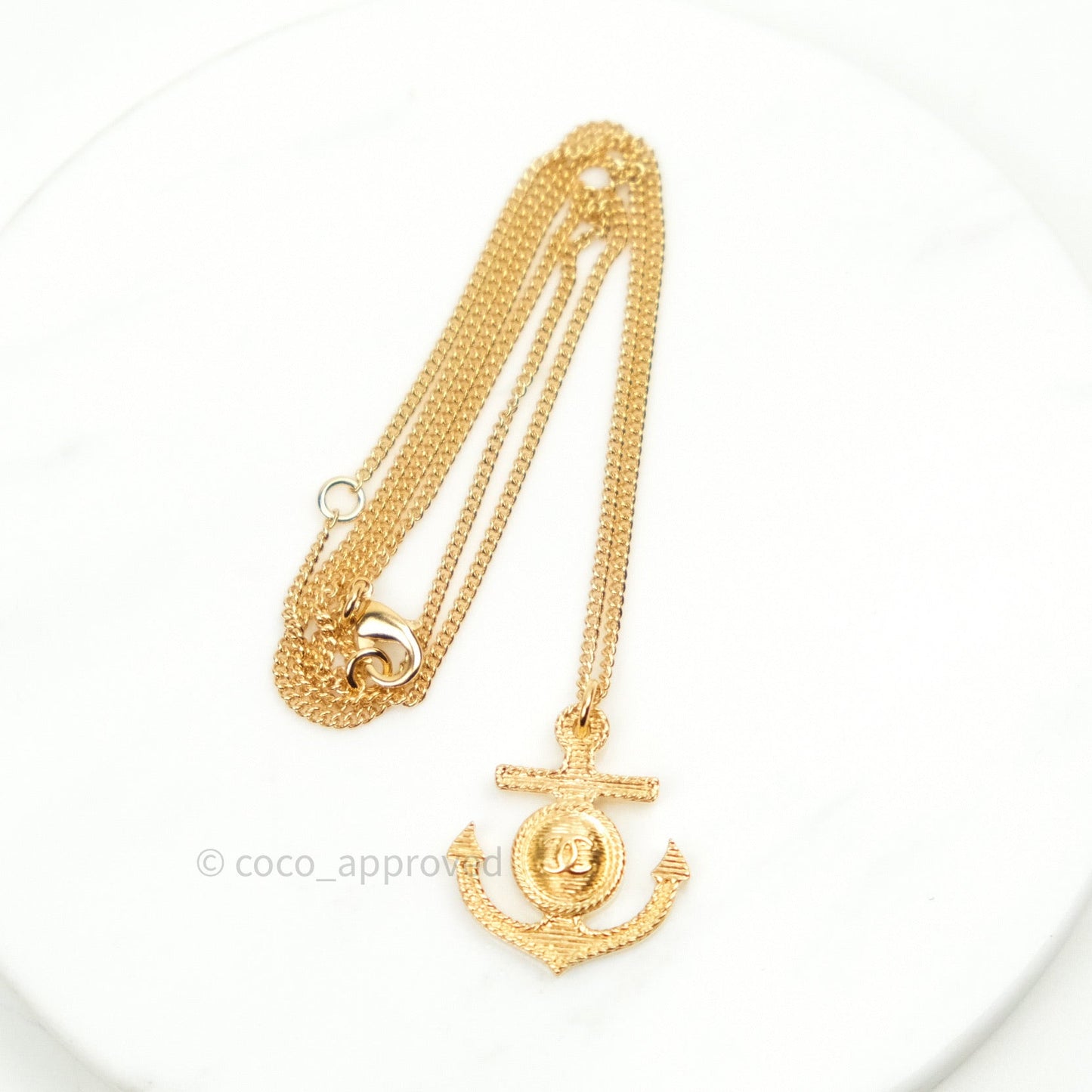Chanel CC Anchor Pendant Gold Necklace