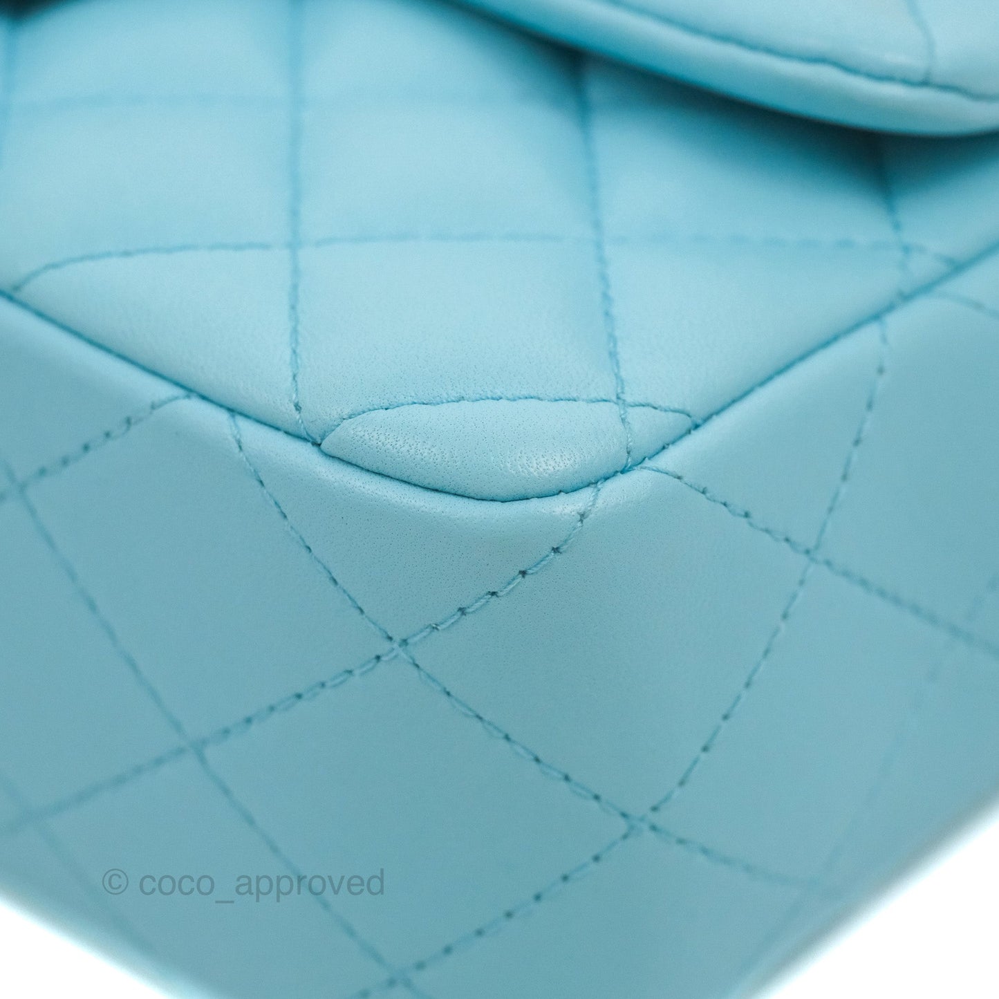 Chanel Quilted Mini Rectangular Flap Light Blue Lambskin Silver Hardware